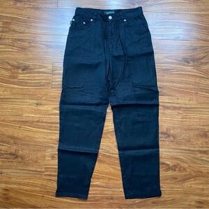 Lauren Ralph Lauren Black 100% Linen High Waist Straight Crop Pant Size 4P Retro